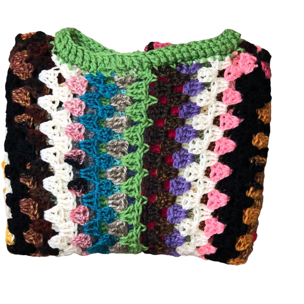 Multi-Color Artisan Cropped Pullover Bohemian Style Sweater - Picture 5 of 14